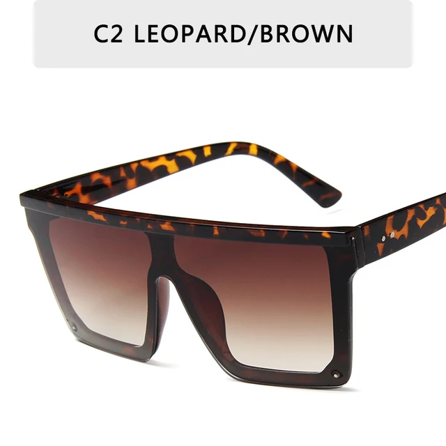 2022 Oversized Sunglasses Women Big Frame Square Flat Top Rivet Gradient Lens Sun Glasses Female Men Vintage Mirror Shades UV400 C2