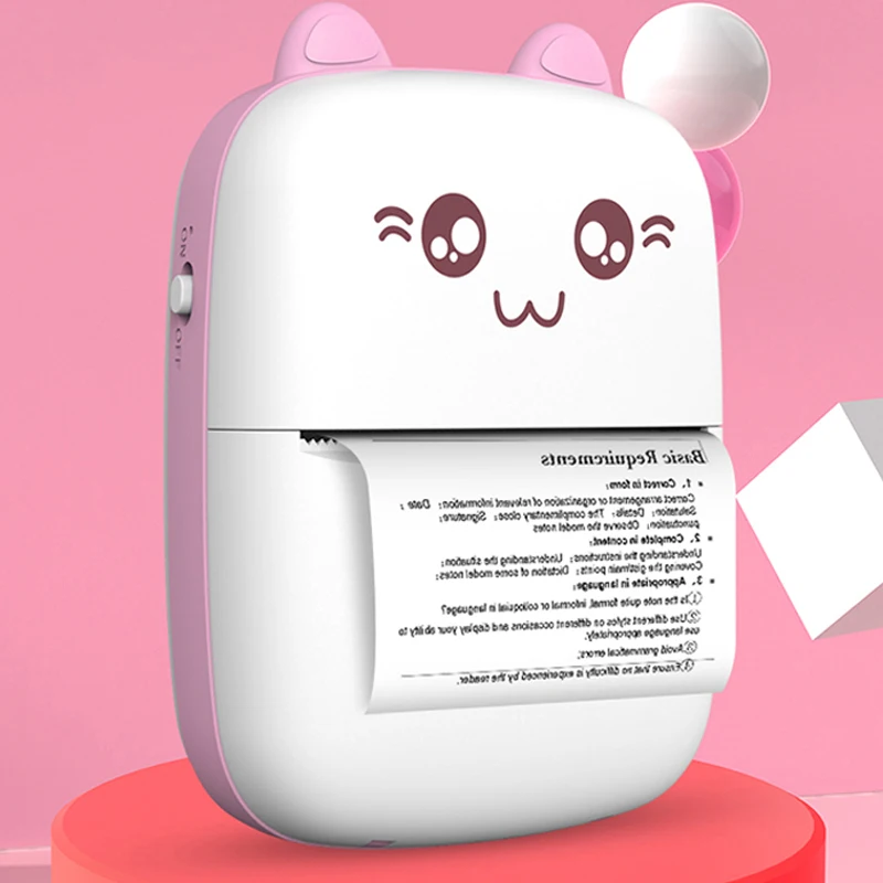 Портативный термопринтер MINI CAT Print Paper Photo Pocket тепловой принтер 58 мм печать
