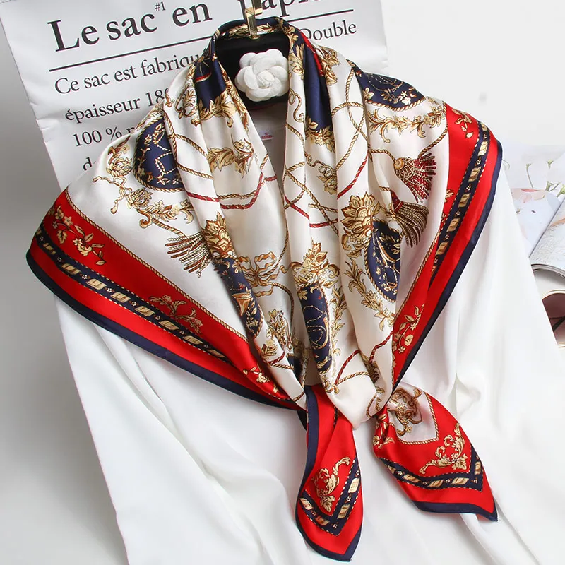 Женский квадратный шелковый шарф 88*88 см бренд чистый шелк бандана обертка для Дамский платок Ханчжоу натуральный шелк квадратные шарфы - Цвет: Color 3