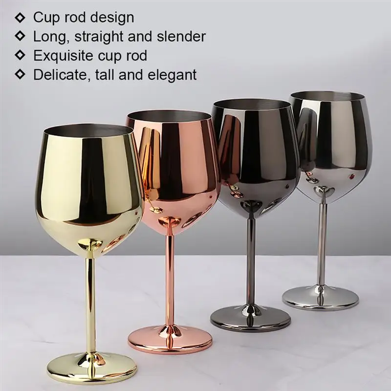 New 500ml Stainless Steel Goblet Champagne Cup Wine Glass Cocktail Glass Creative Metal Wine for Bar Restaurant