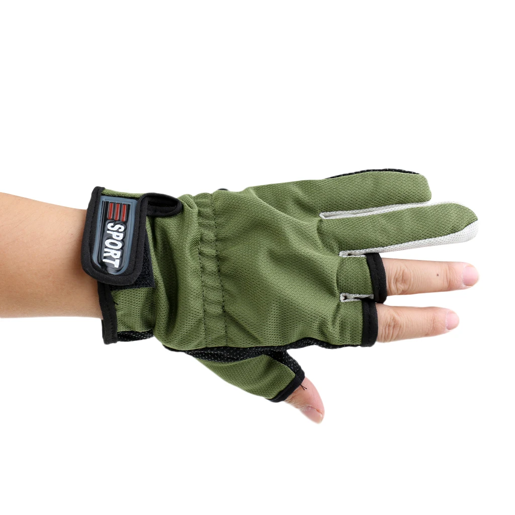 1 Pair Anti Slip 3 Low Cut Finger Fishing Gloves With Adjustable Wrist Strap Fishing Gloves for Fishing Camping 