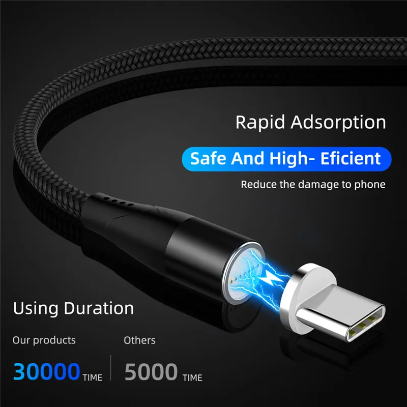 Магнитный Быстрый зарядный usb-кабель для Iphone type C Micro No Plug 3A/5A нейлоновый магнит быстрое зарядное устройство usb-кабель для samsung Xiaomi