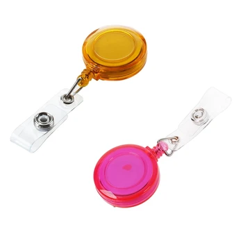 

2 Pcs Retractable Ski Pass ID Card Badge Holder Key Chain Reels with Clip, Pink & Orange