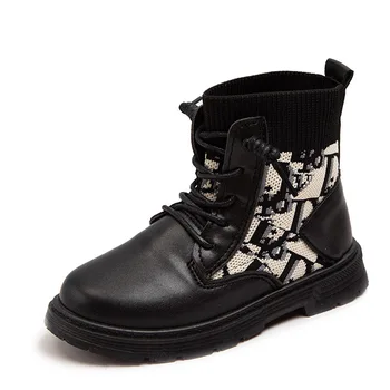 

Children Martin Boots PU Leather Waterproof boys Motorcycle Boots Kids Snow Boots Girls boots with cotton all-match single Boot