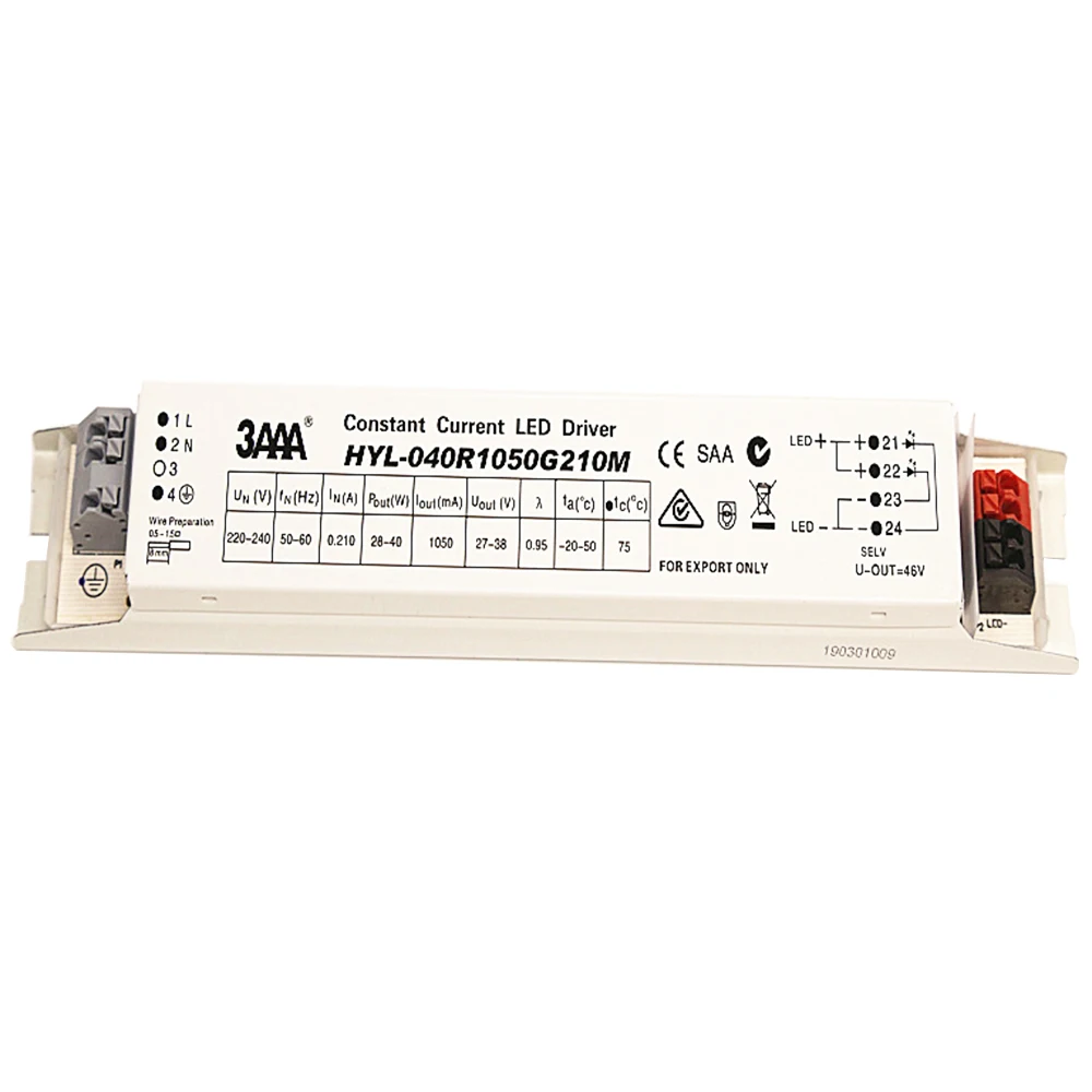 3AAA HYL-040R1050G210M Constant Current LED Driver Lighting Starter for Tri-proof Light Grille Lights Frame Lamp Linear Lamps