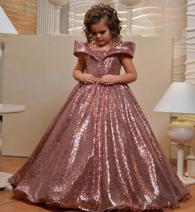 burgundy and rose gold flower girl dress