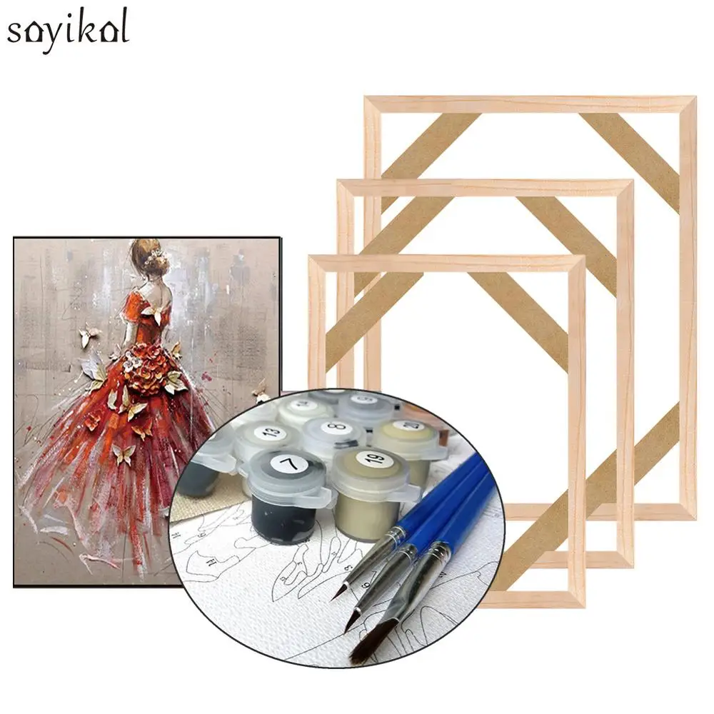 

40X50cm Wood Frames For Oil Paintings By Numbers Accessories Wood Painting Frames For Picture Canvas Print DIY Wooden Frame