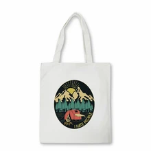 

I Hate People I Love Camping Printed Shopper bag Fashion Women's Eco Reusable Shopping Bag High Capacity Beach Bag Tote bags