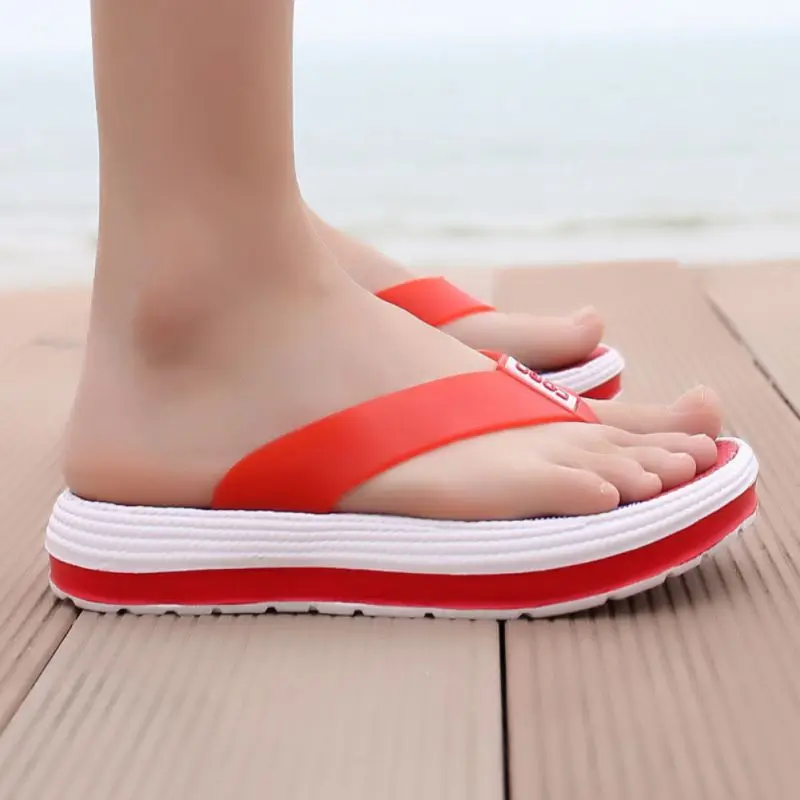 

Women Summer Fashion Concise Casual All-match Anti-slip Color-blocked Flipflop Slipper
