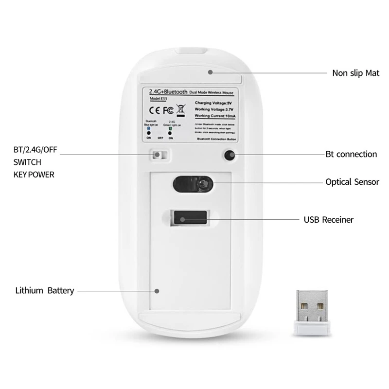 Металлическая Bluetooth и 2,4G беспроводная мышь из сплава ультра-тонкая портативная эргономичная мышь для Mac Pc ноутбука