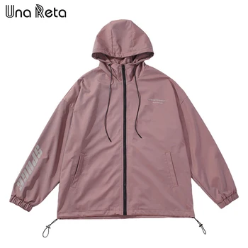 

Una Reta Men Hooded Jacket New Hip-Hop Couple Clothing Streetwear Jackets Fashion Streetwear Reflective letter print Coat Men