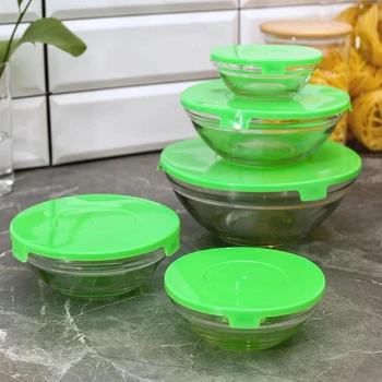 

A set of salad bowls "Classic" with lids, 5 pcs: 900 ml (17x7.6 cm), 500 ml (16x6 cm), 350 ml (12.5x5.4 cm), 200 ml (10.5x4.5 cm),