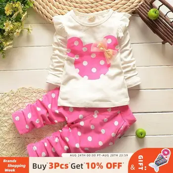 

Bear Leader Baby Girls Clothes Casual Infant Clothing Sets Cartoon Printing Bow Sweatshirts+Casual Pants 2Pcs for Baby Newborn