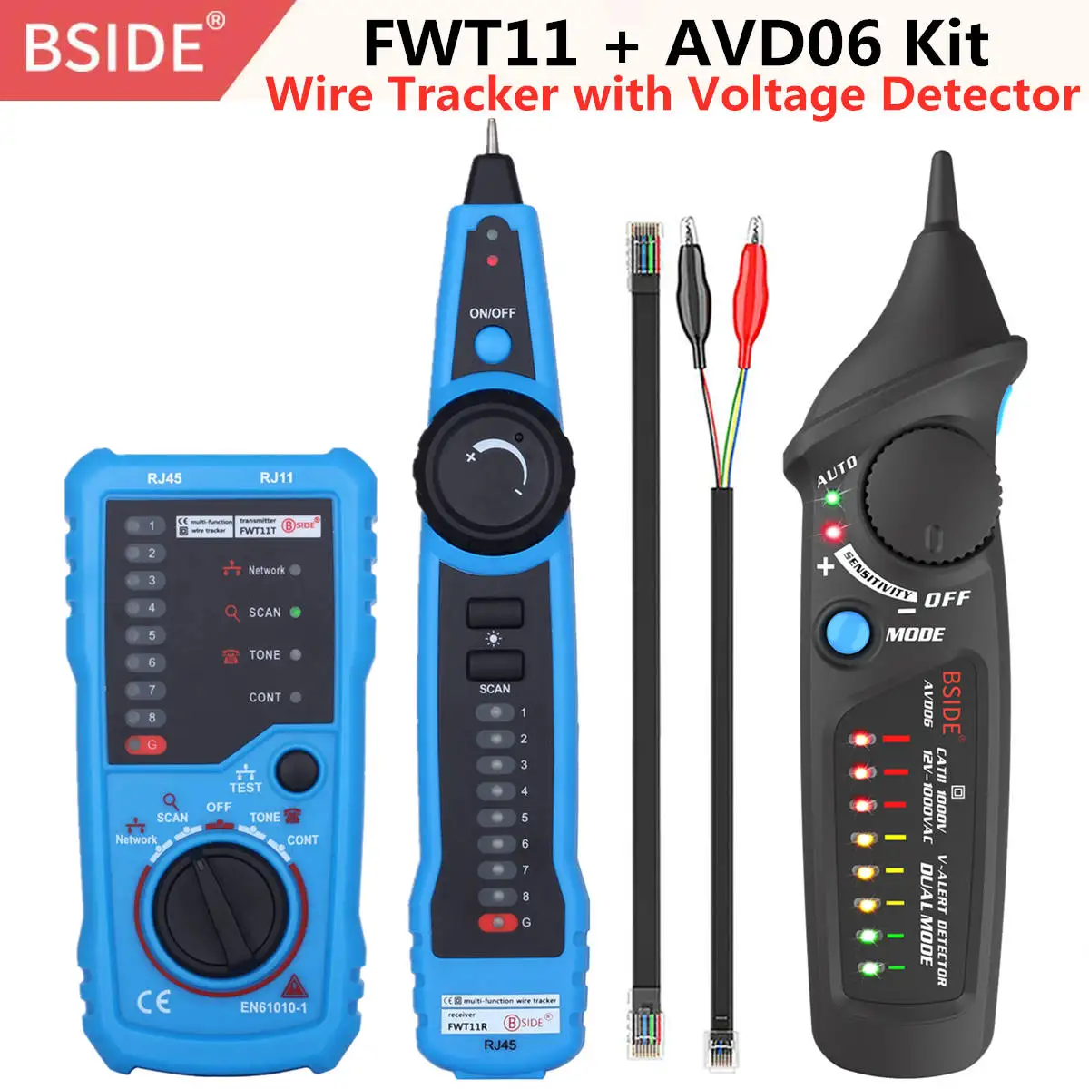 1 micrometer BSIDE FWT11 High Quality RJ11 RJ45 Cat5 Cat6 Telephone Wire Tracker Tracer Toner Ethernet LAN Network Cable tester Line Finder water submeter Measurement & Analysis Tools