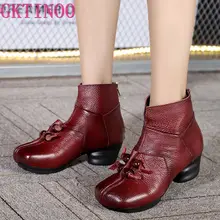 Г., зимние женские ботинки из натуральной кожи в винтажном стиле женские ботинки на толстом каблуке из мягкой воловьей кожи ботильоны с молнией сзади, сапоги Zapato