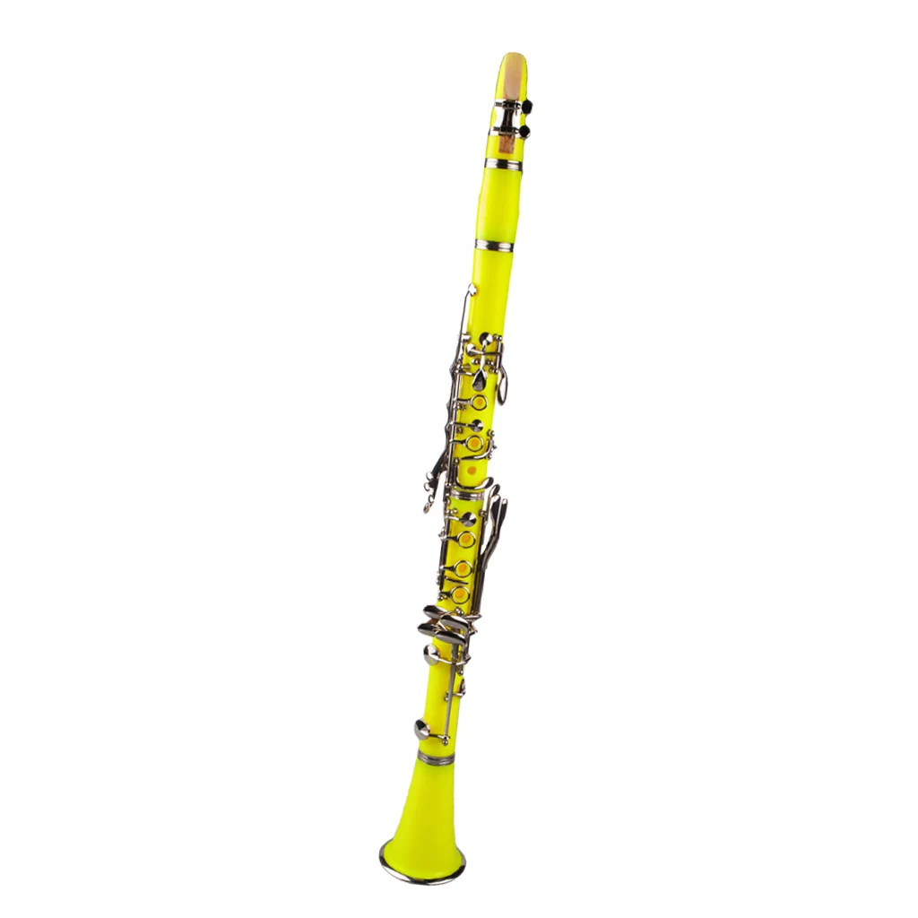 

B Clarinet With 17 Keys, Beginner Bb Clarinet Set With Case Cleaning Cloth Mouthpiece Gloves Leaves Etc - Yellow - Top Quality