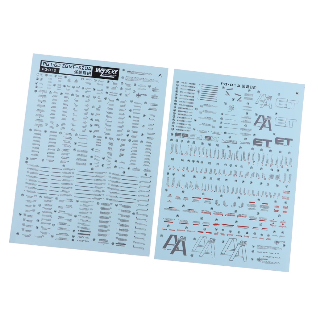 1Pc 17 x 12cm Water Slide Paper Decal Sticker for For Bandai PG 1/60 Gundam Model DIY Accessory