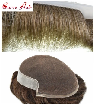 

Dubai Toupee For Men French Lace Hair Replacement System Thin Skin Mens Hairpiece Black Brown Color Human Hair System For Men