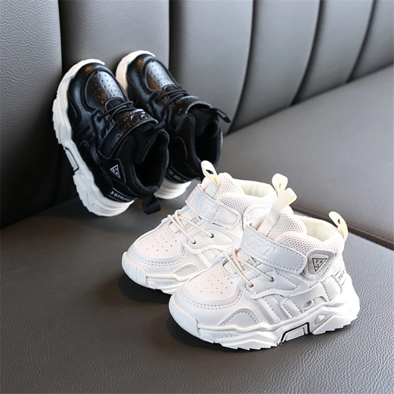 AOGT 2022 Spring/Autumn Baby Girl Boy Toddler Shoes Infant Casual Walkers Shoes Soft Bottom Comfortable Kid Sneakers Black White 2
