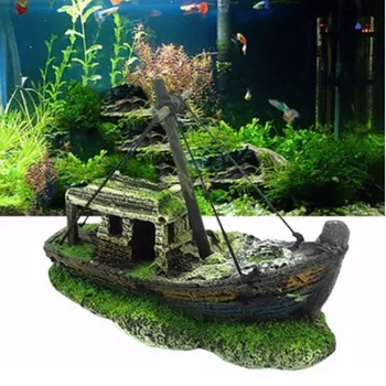 

11 CM*5 CM*13 CM Resin Home Aquarium Ornament Wreck Sunk Ship Aquarium Ornament Sailing Boat Destroyer Tank Aquarium Decoration
