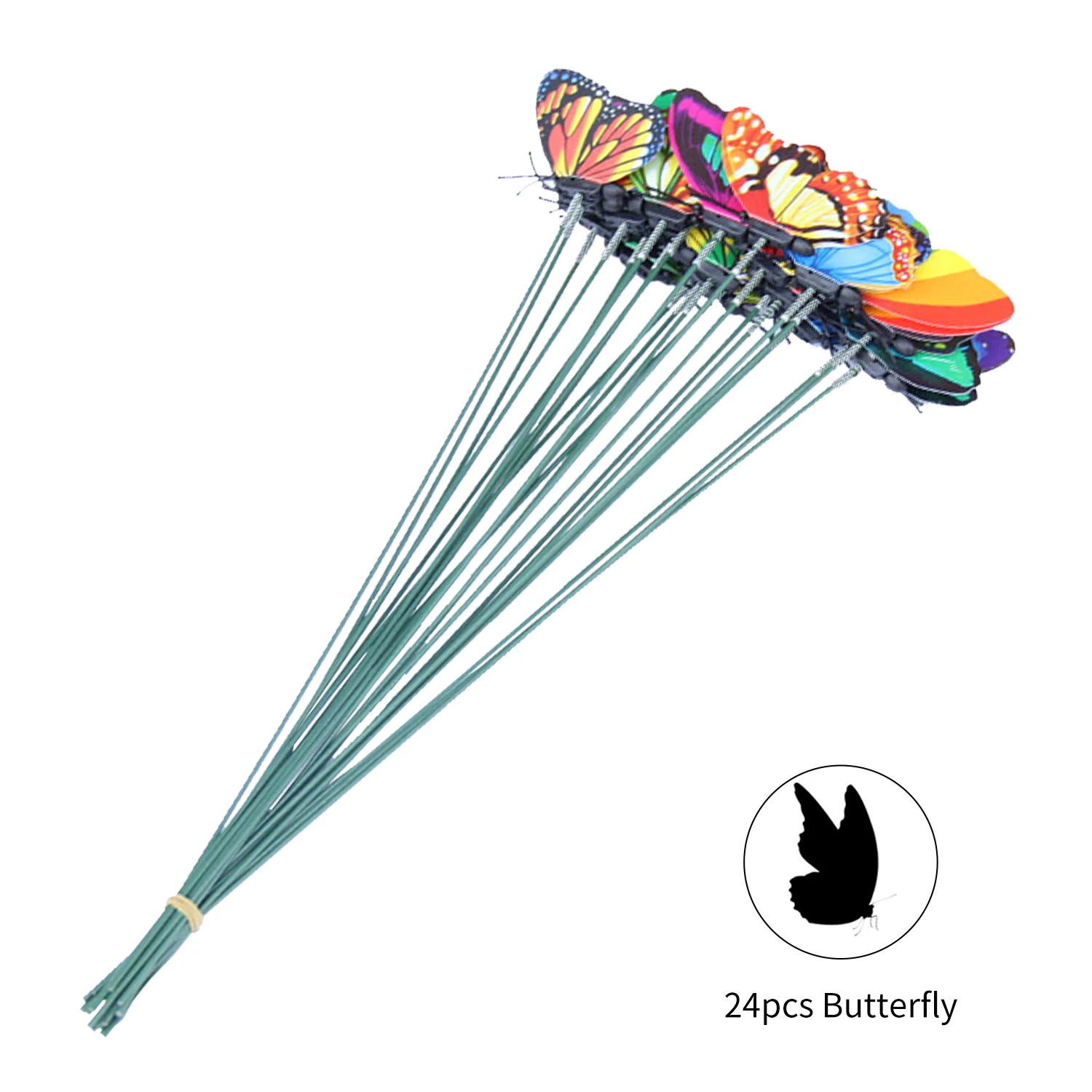 24Pcs Butterfly Dragonflies Stakes Garden Decoration Accessories New Year Christmas Decoration Outdoor Fences DIY Decoration