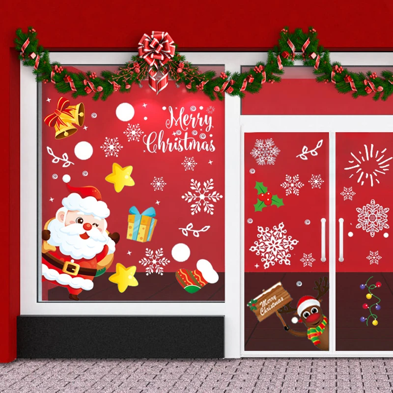 Tanio 20x30cm wesołych świąteczne naklejki ścienne sklep szyba okienna święty sklep