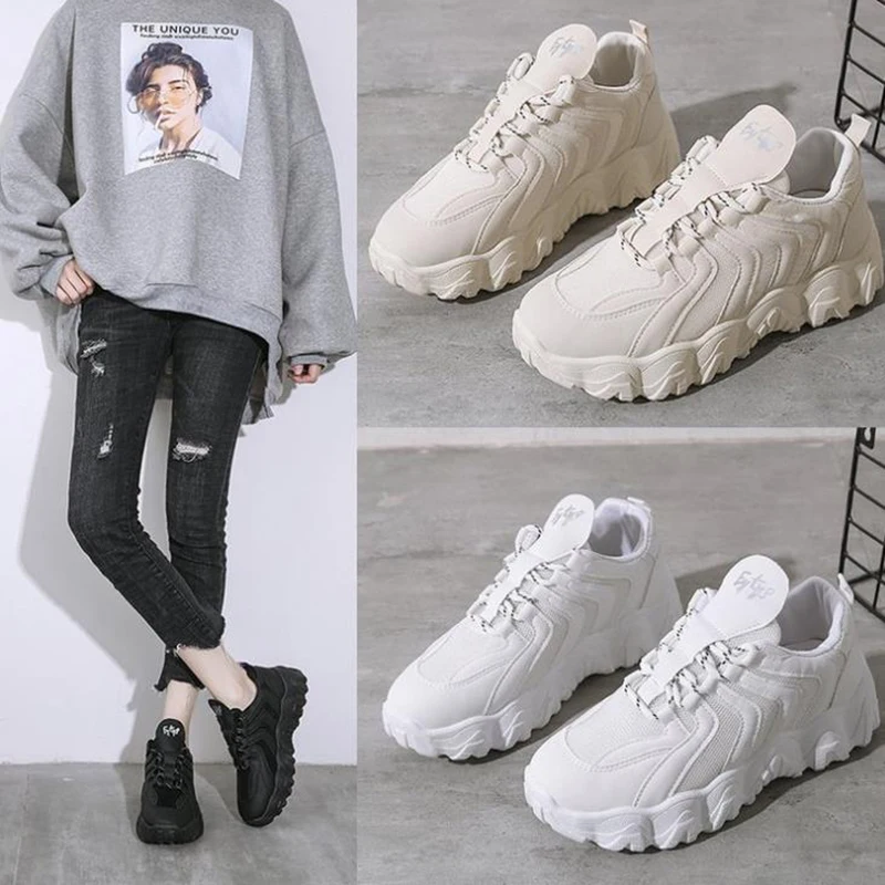 

Sneakers women 2020 spring and summer new leisure students female breathable mesh sneakers thick bottom women's shoes