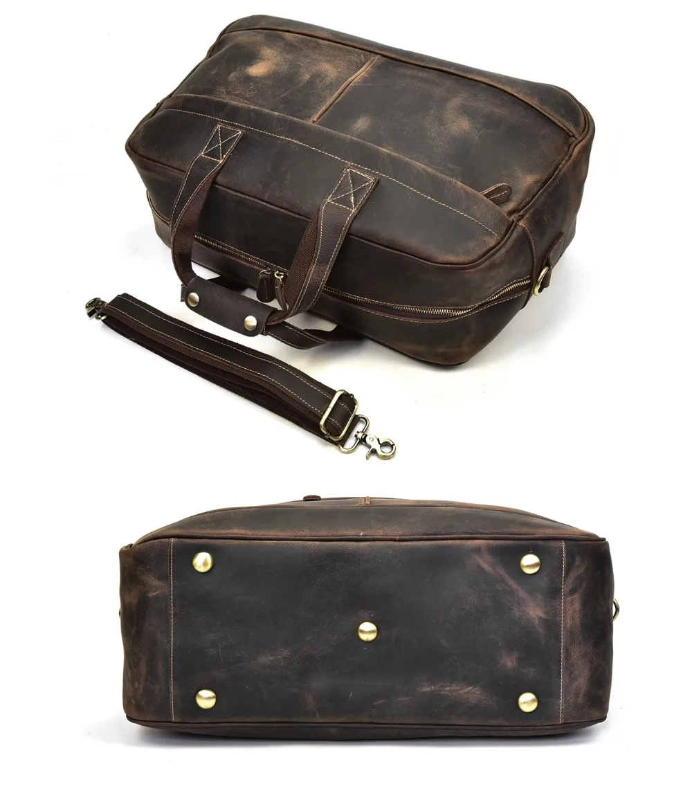 Men genuine leather travel bag 18" Real leather travel Weekend bag large vintage crazy horse leather luggage bag Big Tote bag