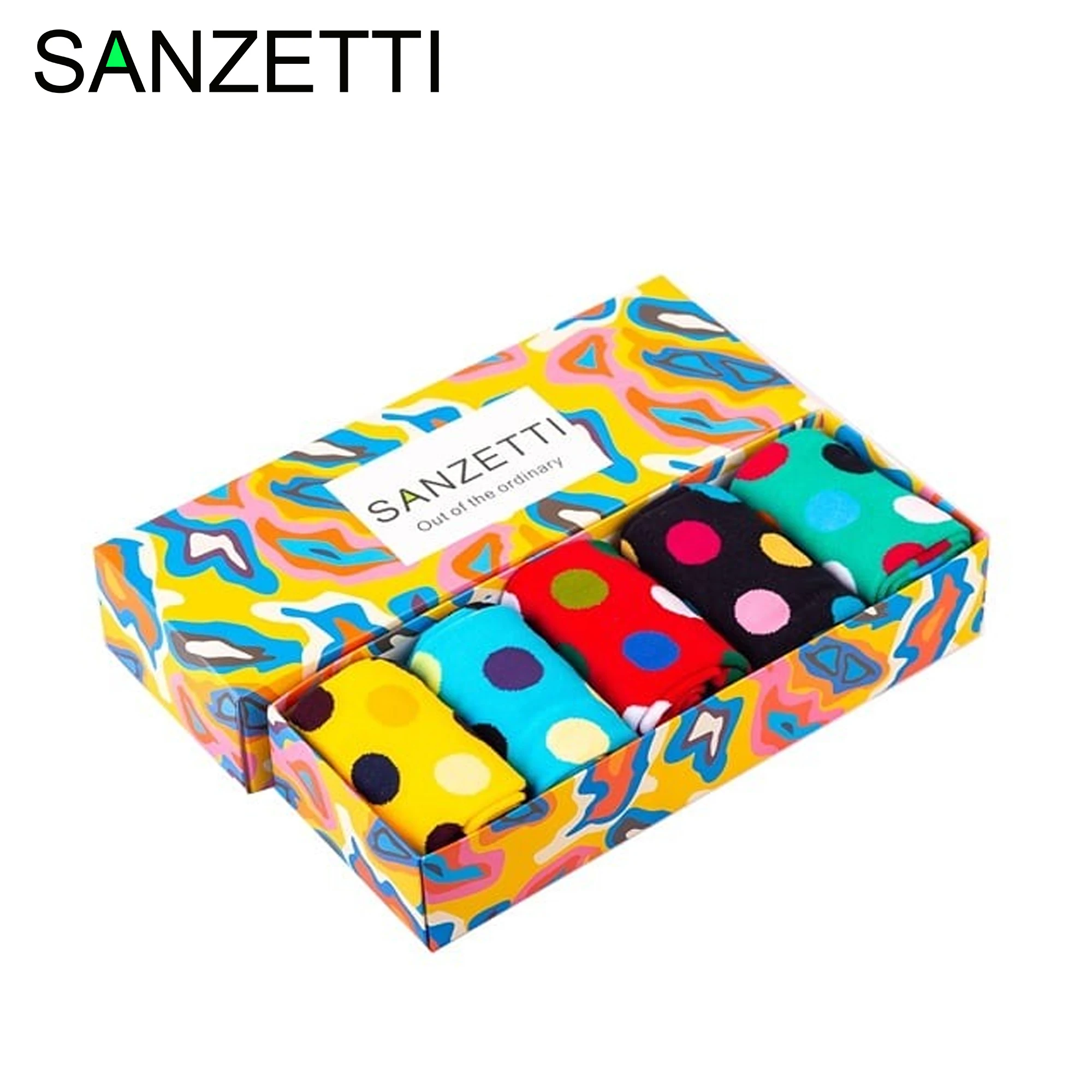 SANZETTI 5 пар/2020 красочные яркие мужские носки из чесаного хлопка новинка крутые