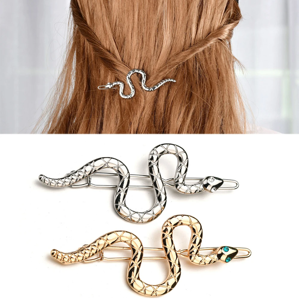 Модные животные Форма Змеи заколки для волос Простые индивидуальные полые золотые Серебристые Металлические Заколки для женщин заколки для волос аксессуары для волос