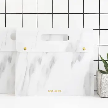 

A5/B5 Durable Marble File Folder PP Document Bag Paper File Snap-On Case Organizer Bag Business File Holder Expanding R1E1