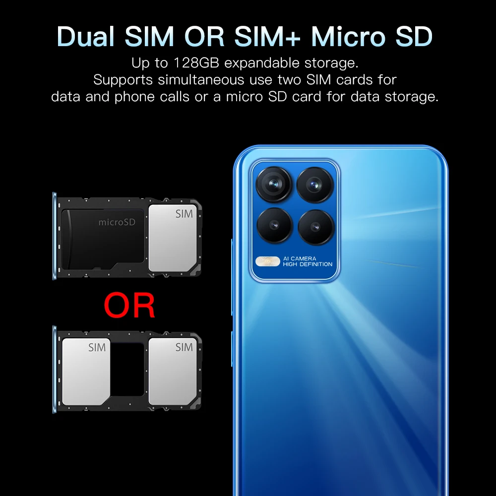 Reolme8s 5G smartphone 16GB+512GB 6.7-inch water drop screen 6800mAh phone Android 11 gaming phone