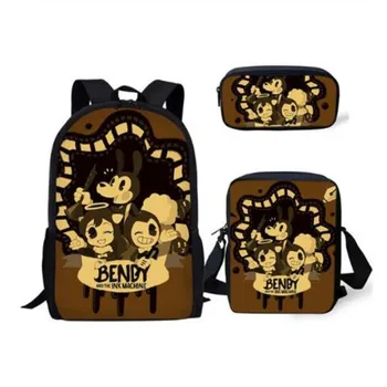 

Fashion Children's Book-bags Set Bendy and the Ink Machine Pattern Kids School Bags Teenagers Shoulder Book Bag Mochila