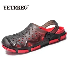Новинка; брендовые летние мужские уличные сандалии; пляжная Повседневная обувь; модные легкие шлепанцы; недорогие мужские сандалии; нескользящая водонепроницаемая обувь