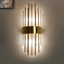 Современная креативная Хрустальная настенная лампа, Золотая Роскошная домашняя прикроватная лампа для гостиной, светодиодная колонка, классическая лампа для коридора, коридора