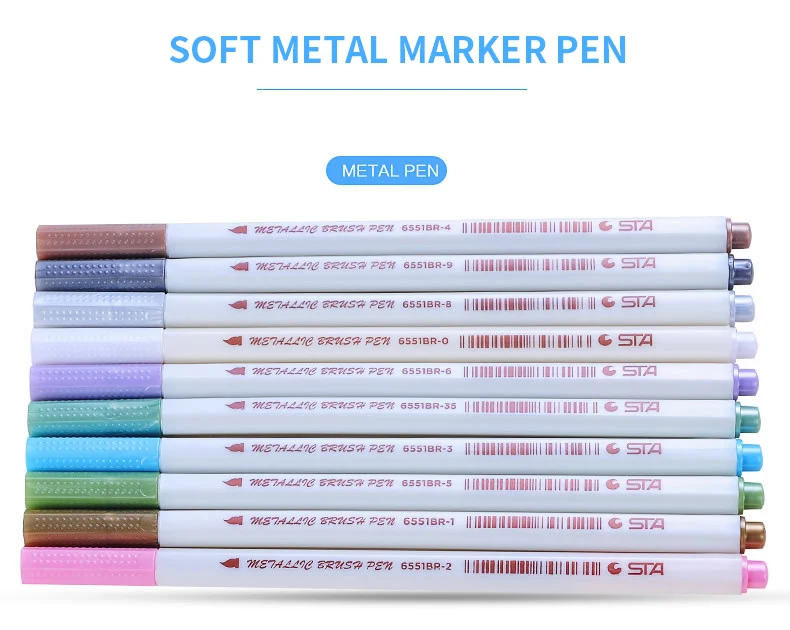 STA 10 цветов металлический Художественный набор маркеров DIY скрап-заказ ремесла мягкая ручка художественные маркеры для школы канцелярские творческие принадлежности