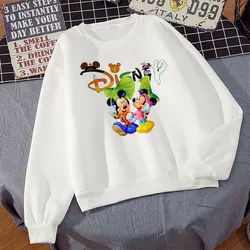 Disney mickey e seus amigos camisolas impressas femininas hoodies primavera outono solto o pescoço de manga comprida anime harajuku pullovers