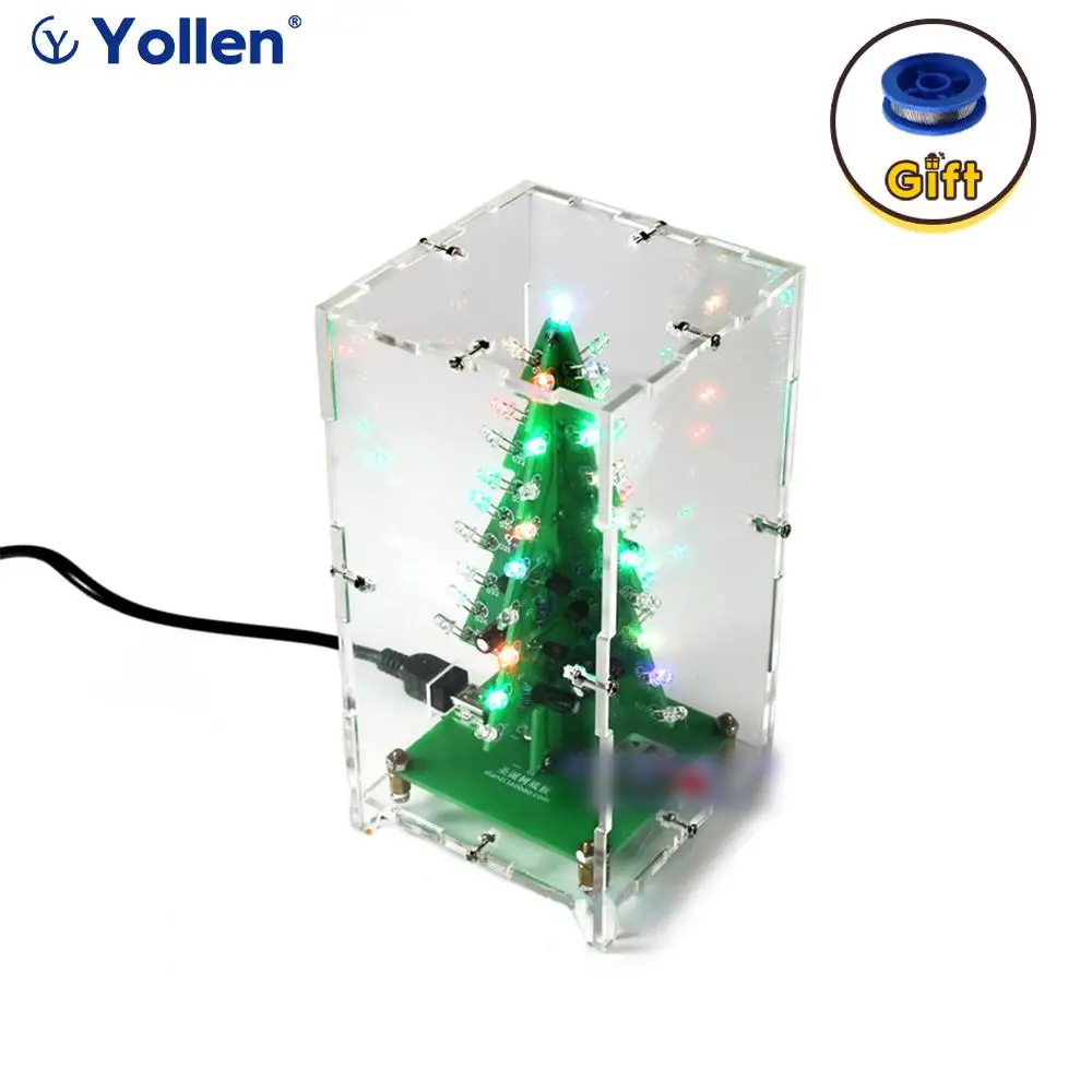 

ã€Manual weldingã€‘Colorful Christmas Tree kit LED light flash PCB board electronic circuit welding assembly practice Liking gifts