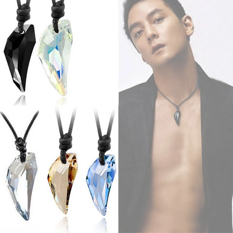 

Fashion Wolf Tooth Austria Big Crystal Necklace with Element Wolf Tooth Pendant Necklace for Men Jewelry Gift