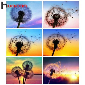 

Huacan Diy Diamond Painting Flower Cross Stitch Embroidery Dandelion Home Decoration Diamond Art