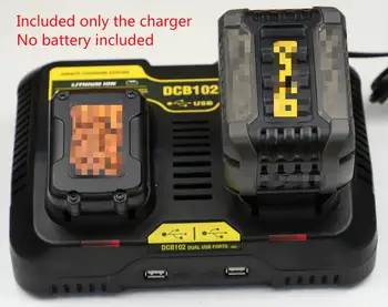

New Dual USB Port DCB102 Li-ion Battery charger For DeWalt 12V 14.4V 18V 20V DCB200 DCB201
