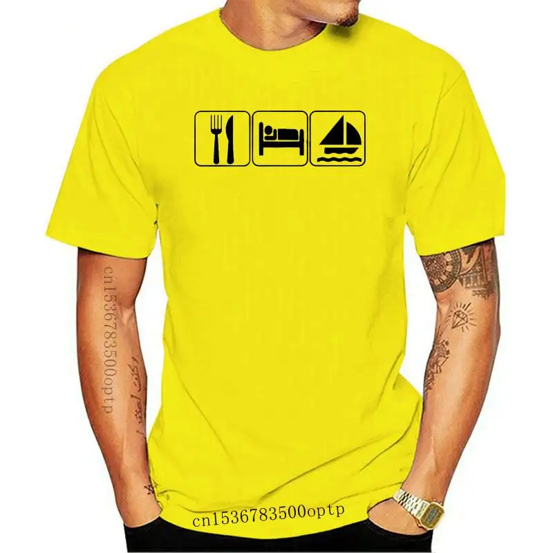 Eat Sleep Sailing T-Shirt Dinghy Catamarano Spinnaker Funny Sail Yacht 2021 New Trendy Hot Sale Men Camicie Con Logo Di Alta Qualità