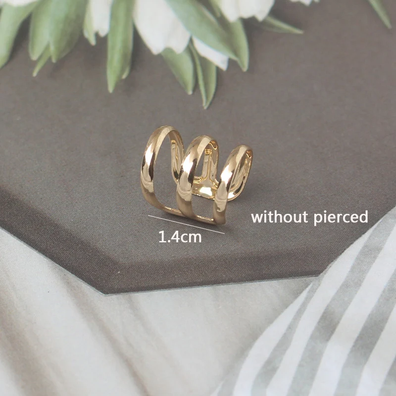 Gold Color Ear Cuff ear clip earrings clip earrings ear clip ear accessories without Piercing Ear Clips For Women Simple Metal Clips On Punk Personality Clip Earrings Party Gift