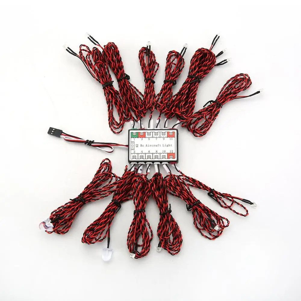 

12 LEDs RC Lighting System Kit Simulation Flashing Lights With Control Box RC Accessories For RC Airplane Helicopter