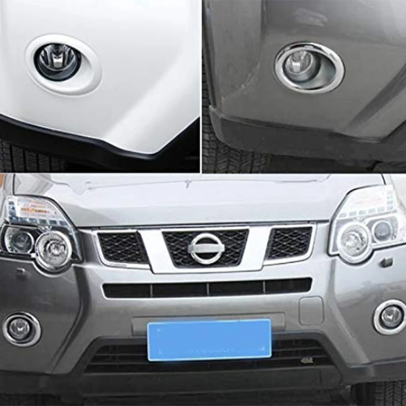 For Nissan X-Trail T31 2011-2013 Chrome Front Fog Light Lamp Cover Trim Molding 
