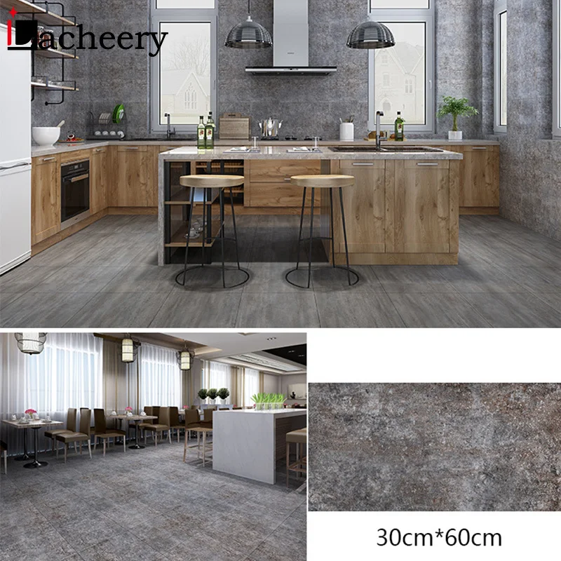 Self Adhesive PVC Ceramic Tile Stickers Waterproof Wallpaper Art Floor Kitchen Decorative Film DIY Ground Contact Paper | Обустройство