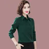5XL Spring Autumn Solid Green White Blouse Women Shirt White Tops Casual Turn Down Collar Long Sleeve Slim Work Shirts Blusas ► Photo 1/5
