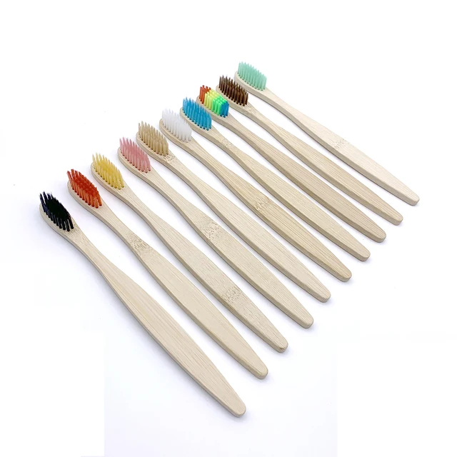 10PCS Colorful Natural Bamboo Toothbrush Set Soft Bristle Charcoal Teeth Whitening Bamboo Toothbrushes Soft Dental Oral Care 3
