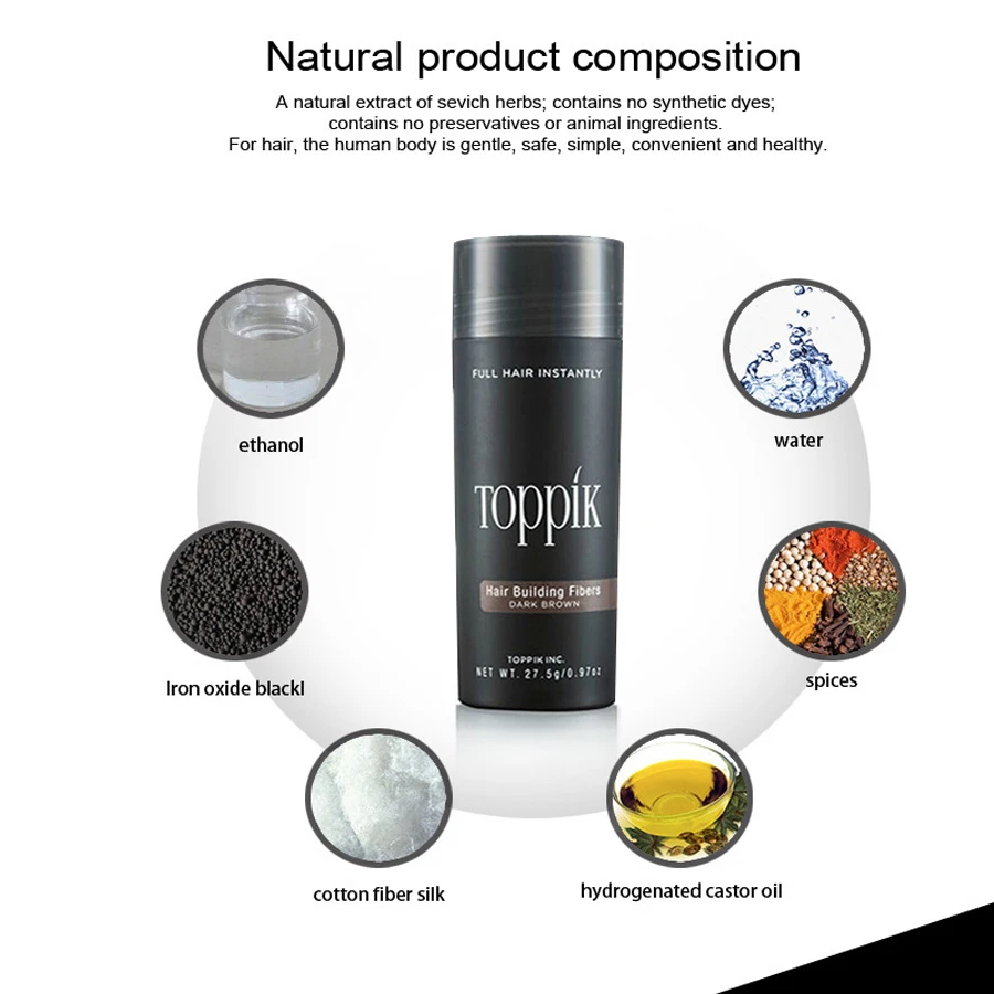 Toppik Hair Growth Hair Fibers Building 8 Colors Full Hair Instantly Fibre Capilares hold spray powder 1 Toppik Hair Growth Hair Fibers Building 8 Colors Full Hair Instantly Fibre Capilares hold spray powder 4