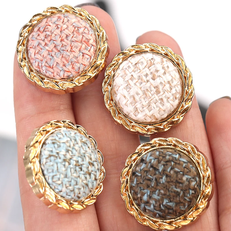 

6 Pieces 20mm 25mm Vintage Fashion Brand Buttons for Women Clothing Suit Golden Metal Button Sew on Clothes Decorative Sewing